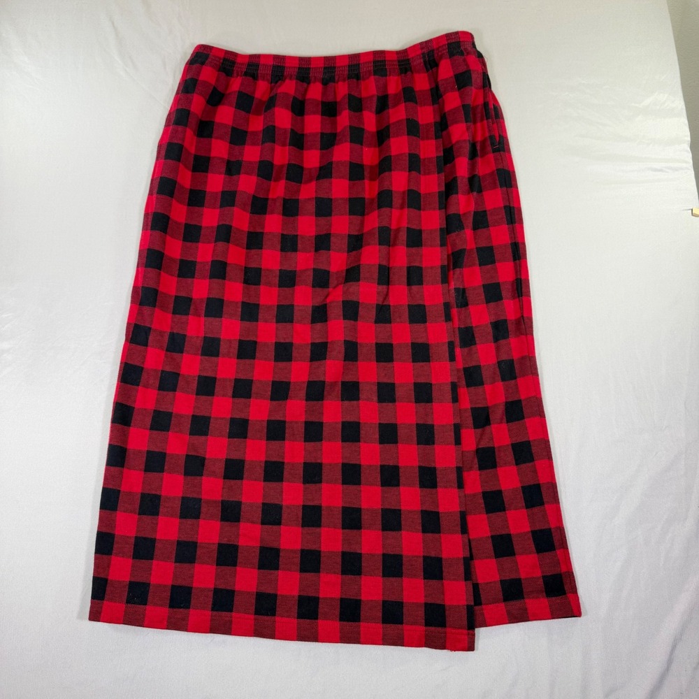 Bechamel Red Black Buffalo Plaid Maxi Skirt XL Lumberjack Farmhouse Holiday 90s
